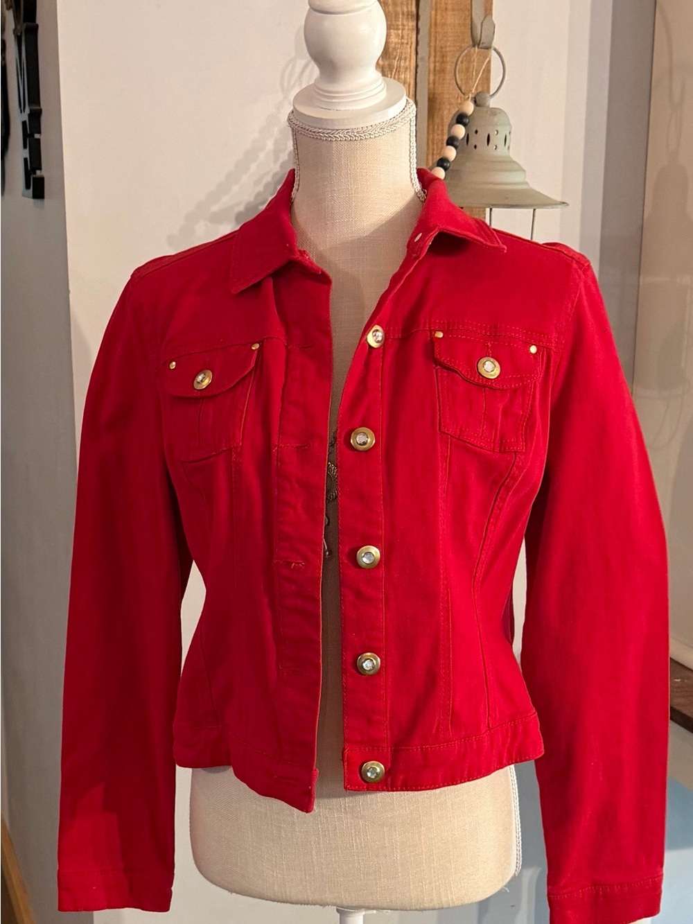 Cato Red Women's Button-Front Jacket - Classic Collared Style